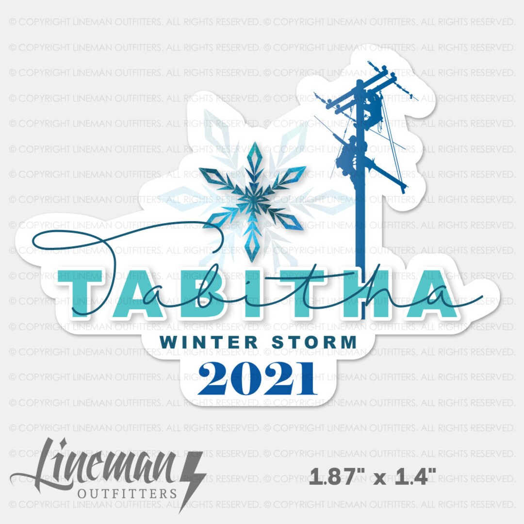 Winter Storm Tabitha 2021 Power Lineman Hard Hat Decal Sticker, Line