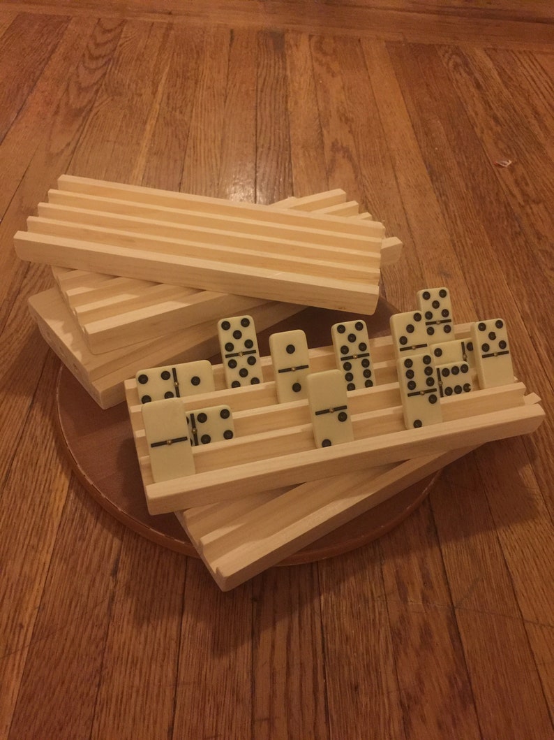 4 Handmade wooden domino holders 4 rows on each rack.