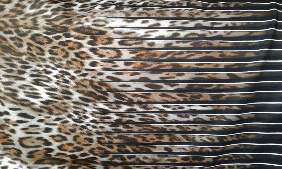 Leopard Print Knit Fabric Neoprene Polyester Coffee Brown Fabric by the