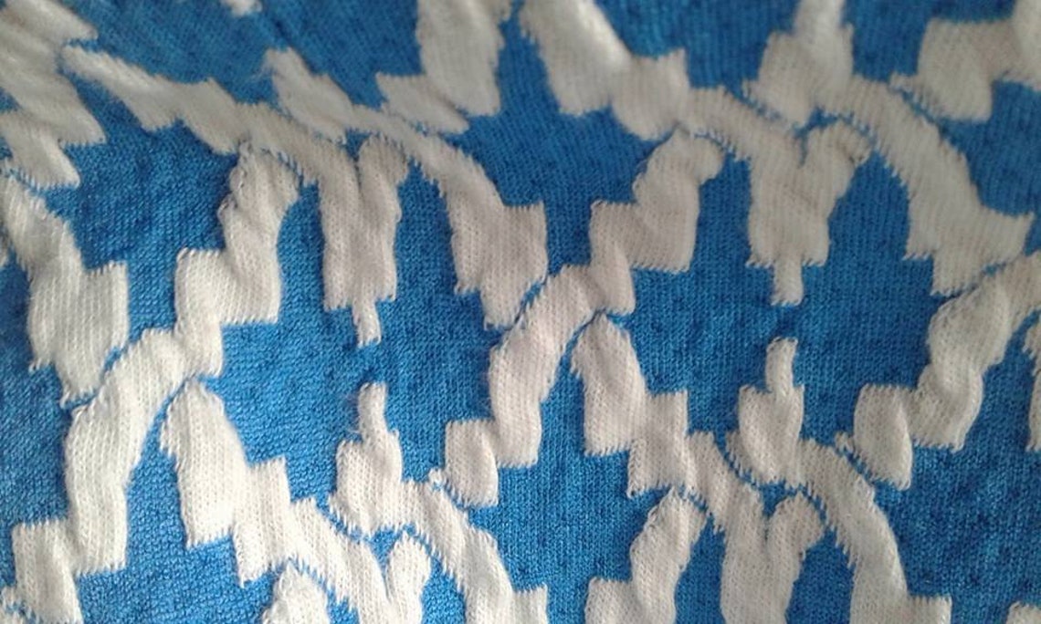 Jersey Knit Fabric by the Yard Blue White Geometric Print Etsy