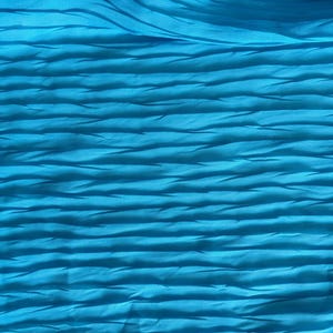 Turquoise Pleated Chiffon Fabric Polyester Crinkle Fabric for Dresses Skirts and Apparel Fabric by the Yard image 2