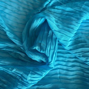 Turquoise Pleated Chiffon Fabric Polyester Crinkle Fabric for Dresses Skirts and Apparel Fabric by the Yard image 10