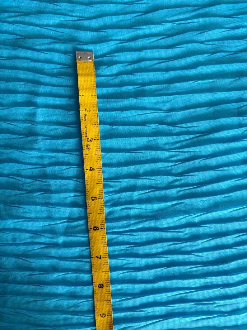 Turquoise Pleated Chiffon Fabric Polyester Crinkle Fabric for Dresses Skirts and Apparel Fabric by the Yard image 5