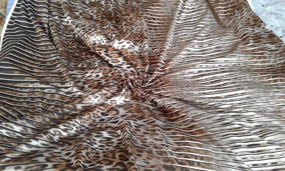 Leopard Print Knit Fabric Neoprene Polyester Coffee Brown Fabric by the