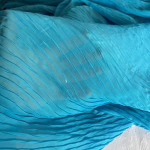 Turquoise Pleated Chiffon Fabric Polyester Crinkle Fabric for Dresses Skirts and Apparel Fabric by the Yard image 6