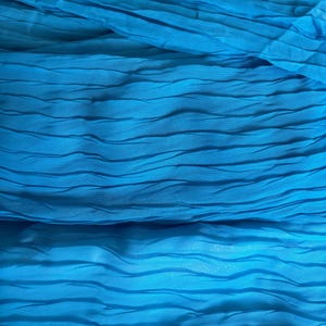 Turquoise Pleated Chiffon Fabric Polyester Crinkle Fabric for Dresses Skirts and Apparel Fabric by the Yard image 9
