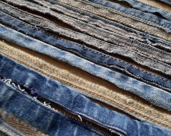 Upcycled Denim Fabric Strips: Handmade Jean Cord for DIY Crafts