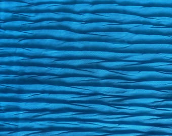 Turquoise Pleated Chiffon Fabric by the Yard, Lightweight Polyester Apparel Material