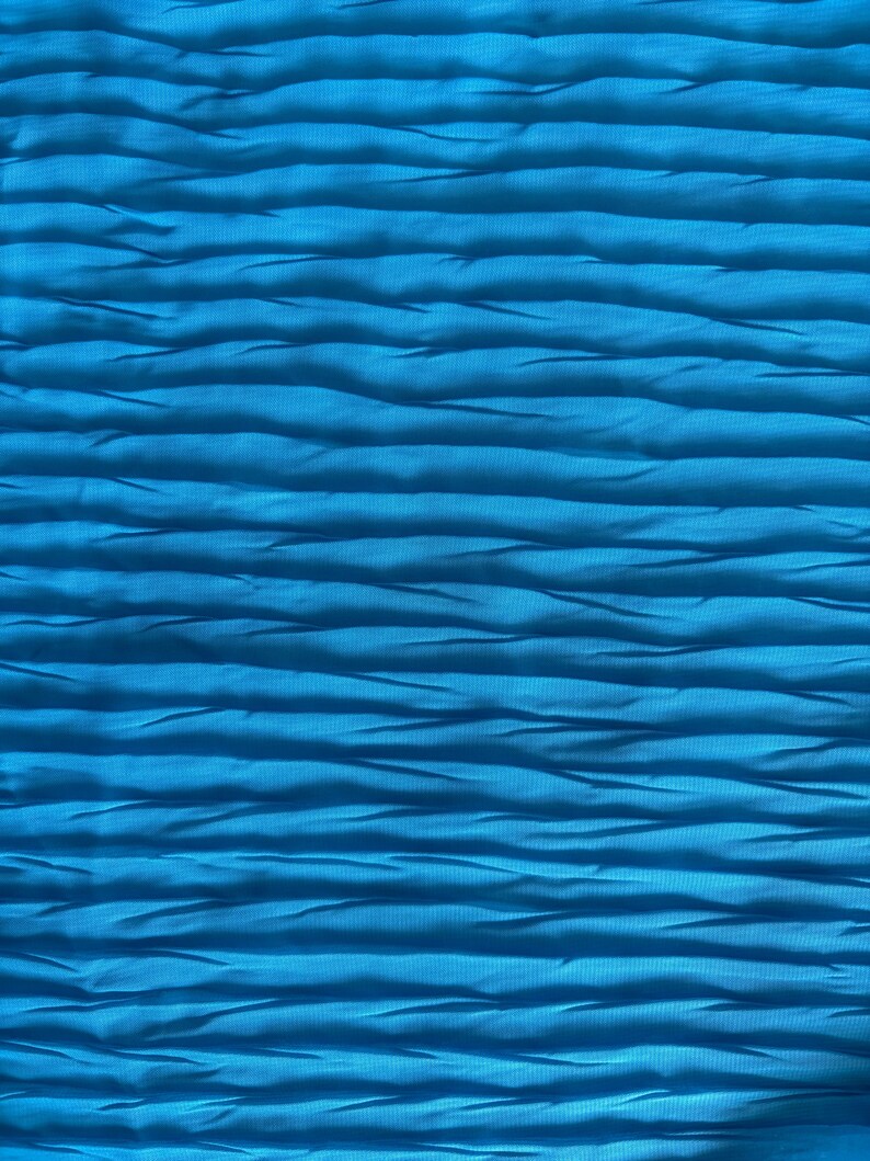 Turquoise Pleated Chiffon Fabric Polyester Crinkle Fabric for Dresses Skirts and Apparel Fabric by the Yard image 11