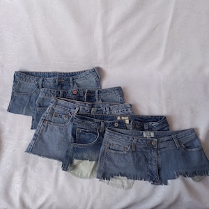 Set 5 jeans waistbands Recycled Jeans decor Denim scraps Upcycled Cotton Jeans Upcycled crafts Quilt from old jeans diy Handmade patchwork