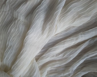 Ivory Pleated Chiffon Fabric: Ruffled Plisse Polyester By The Yard
