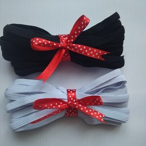 4 mm Set Black and White Elastic Cord By the Meter 4 mm/ 20 m Elastic Bands Stretch Sewing Cord for Face mask Dressmaking