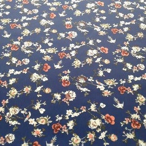 Cobalt blue Neoprene fabric by the yard Jersey knit Polyester Floral Cardigan fabric French terry fabric Stretch knit fabric Scuba Dress
