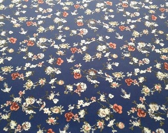 Kobaltblau Blümchen-Neopren-Stoff: Stretch-Jersey-Strick
