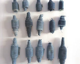 Upcycled Denim Fabric Strips 0.5 lb Bundle Recycled Jean Scraps for Quilting & DIY