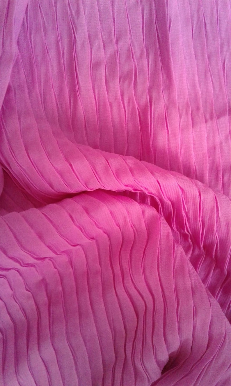 Violet Pleated Chiffon Fabric by the Yard Neon Pink Wedding Etsy