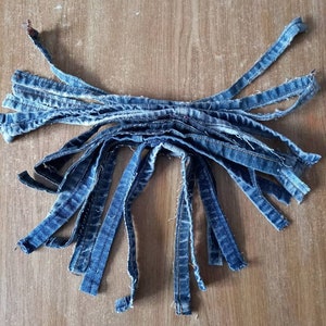 Denim Seams jean cord Upcycled quilts Recycled Jeans Cotton denims Denim waste Recycled denim Blue laces crafts Handmade patchwork