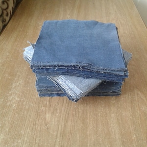 30 set Denim Squares 6.5&quot; 16.5 cm Jean quilt Blue Fabric Cotton Blanket or Quilt Upcycled Denim Blanket Denim Fabric For Patchwork