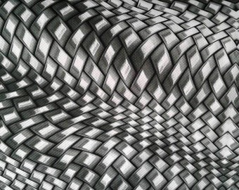 Geometrisch karierter Steppstoff: Grauer Stretch Polyester Spandex