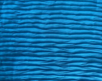 Turquoise Pleated Chiffon Fabric Polyester Crinkle Fabric for Dresses Skirts and Apparel Fabric by the Yard