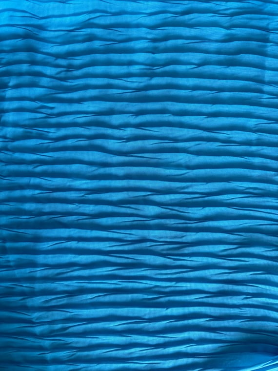 Turquoise Pleated Chiffon Fabric Polyester Crinkle Fabric for Dresses Skirts and Apparel Fabric by the Yard
