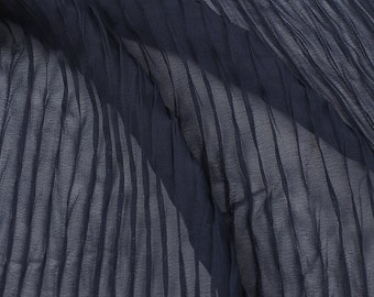 Black Pleated Chiffon Fabric: Ruffled Polyester Robe, Skirt - By The Yard