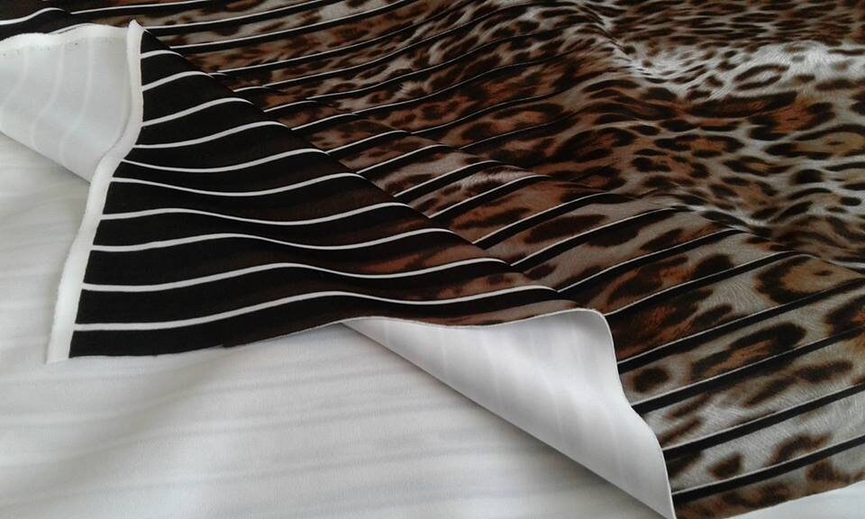 Leopard Print Knit Fabric Neoprene Polyester Coffee Brown Fabric by the