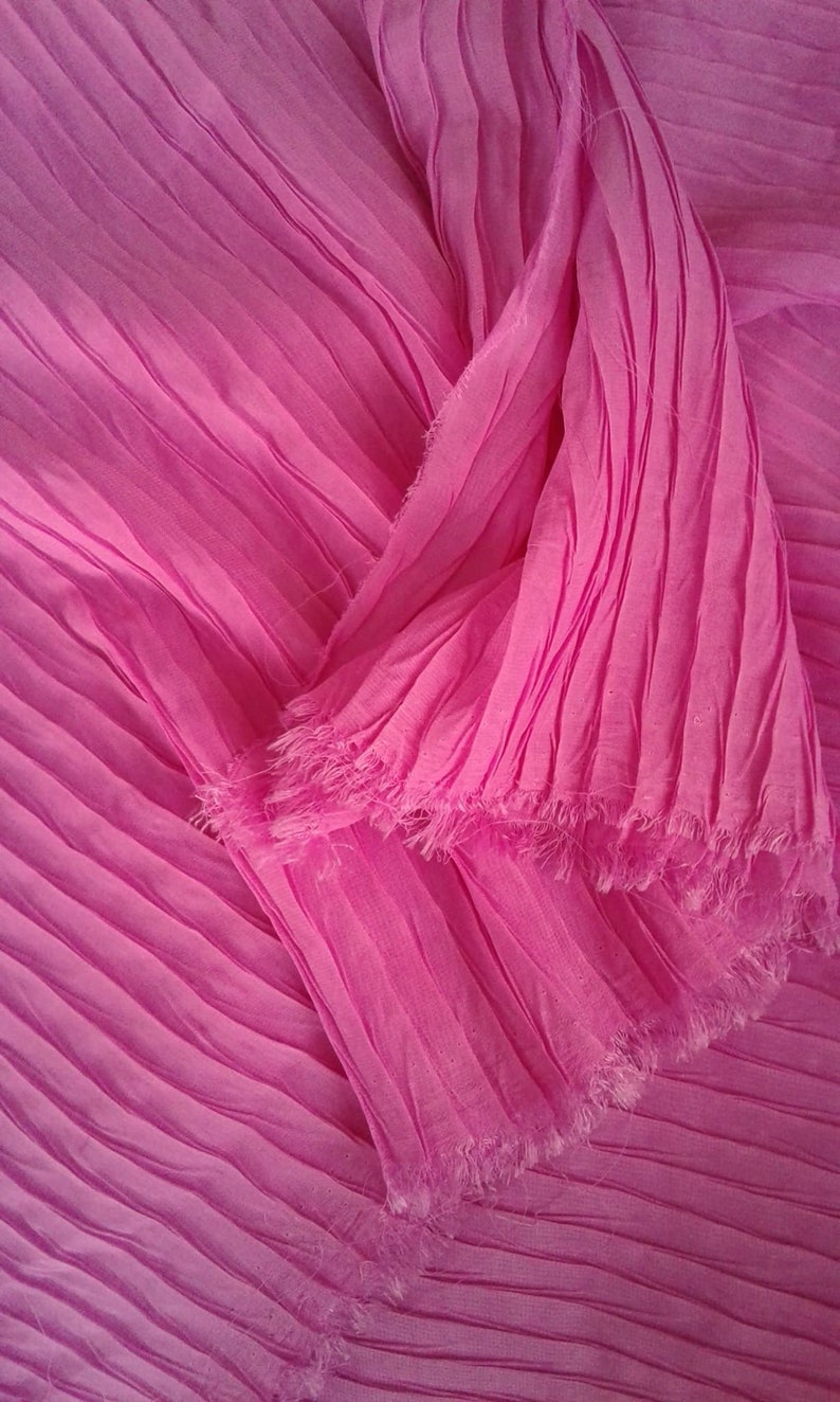 Violet Pleated Chiffon Fabric by the Yard Neon Pink Wedding Etsy