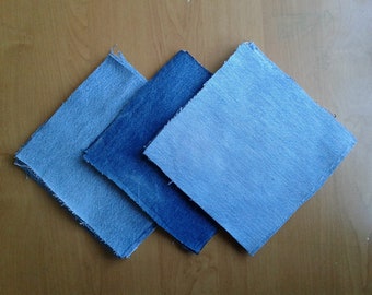 Denim Quilt Squares: 30 Blue Jean Fabric Pieces (7.5")