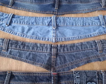 Set 5 Recycled Jeans Denim scraps Upcycled Cotton Quilting quilts Recycled Jeans Upcycled crafts Quilt from old jeans diy Handmade patchwork