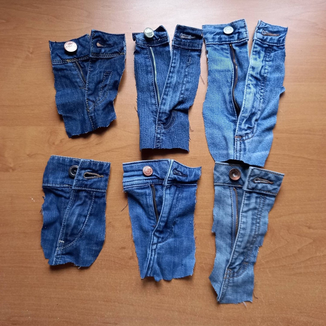 6 Set Denim Jean Zippers Button Scrap Denim Jean Old Jeans Denim Home