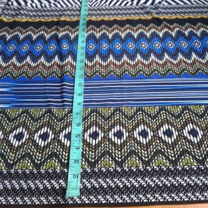 Stretch jersey knit fabric by the yard Colorful Geometric print Aztec Boho Polyester spandex stretch Textured Dark Blue Black White Green