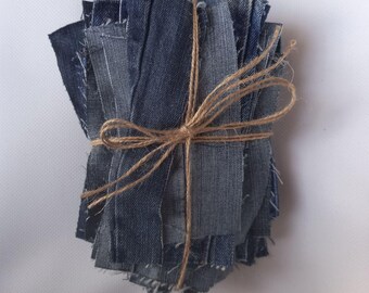 Upcycled Denim Fabric Scraps 5–7 Inches Recycled Jean Offcuts for Quilting Patchwork Slow Stitch Blue Jean Remnants Bundle