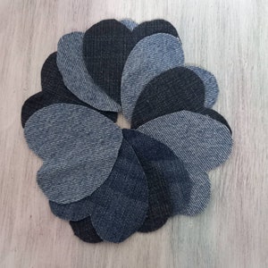 10 set denim hart patch 3" decor jean quilt blauwe stof katoenen deken geüpcycled denim voor patchwork denim stukken voor decoratie