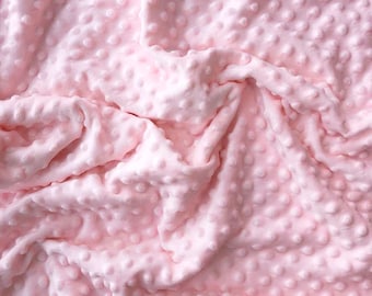 Light Pink Minky Dot Fabric: Plush Fleece Velboa for Baby Blanket