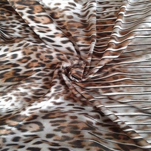Leopard print knit fabric Neoprene Polyester Coffee brown fabric by the yard French knit Cardigan fabric Stretch knit paint Neoprene dress