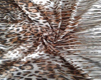 Leopardenmuster Strickstoff: Kaffeebraun Neopren Polyester, Stretch Cardigan Stoff