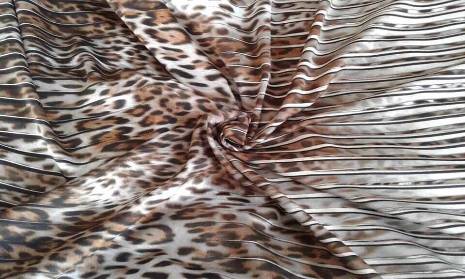Leopard Print Knit Fabric Neoprene Polyester Coffee Brown Fabric by the