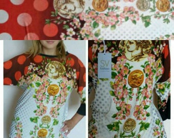 Polyester Spandex Jersey Knit Fabric: Floral Medallion Print