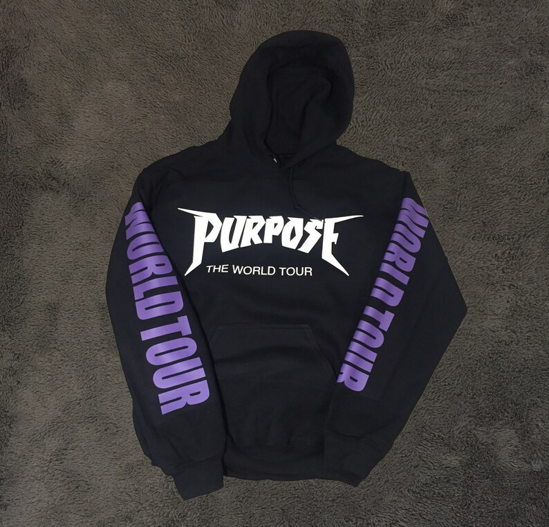 Justin Bieber Purpose World Tour Hoodie Purple Sleeve Etsy