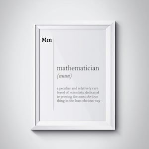 Mathematician Definition Print Maths Teacher Gift Mathematician Gift Science Gift Dorm Wall Art Maths Wall Art, Dorm Wall Decor Maths Art