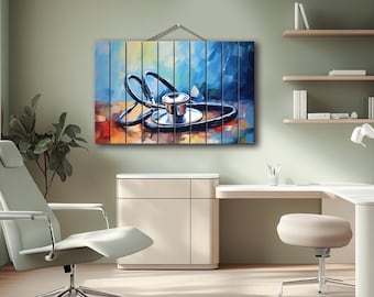 Stethoscope Print on Wood, Therapist Gift, Hospital Wall Art