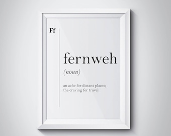 Fernweh Definition Romantic Family Wall Art Home Wall Art Minimalist Art Love Art Definition Prints Travel Art German Poster Travel Gift