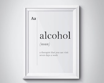 Alcohol Definition Bar Poster Club Art Alcoholic Gift Doctor Gift Alcohol Print Friend Gift Dorm Wall Art Funny Poster Dorm Decor Dorm Art