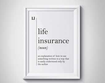 Life Insurance Definition Insurance Agent Gift Insurance Office Decor Insurance Gift Insurance Art Office Wall Art Scandinavian Typography