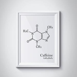 Caffeine Molecule Coffee Print Coffee Wall Art Cafe Decor Chemistry Wall Art Chemistry Poster Caffeine Print Science Poster Minimalist Art