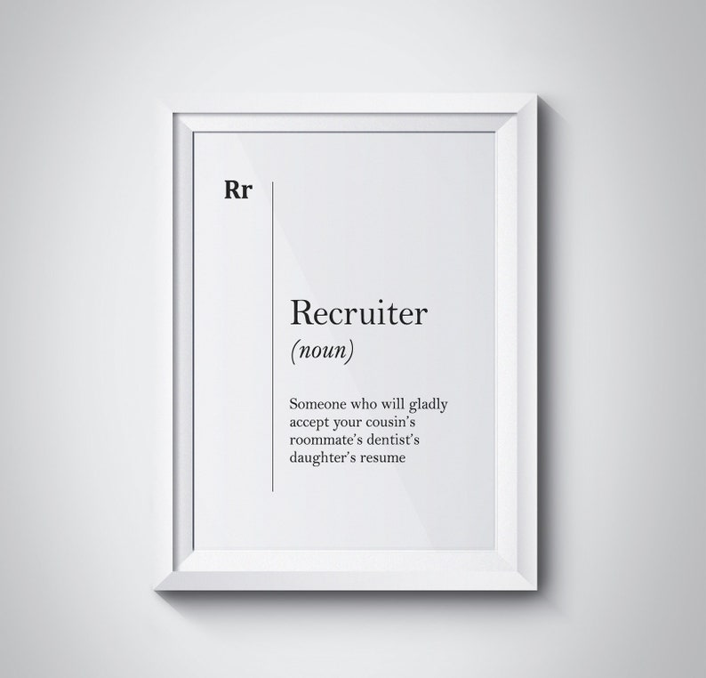 Recruiter Definition Print Human Resources Gift HR Office Etsy