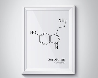 Serotonin Molecule Science Poster Minimalist Print Chemistry Gift Printable Poster Happiness Molecule Minimalist PrintsDecor