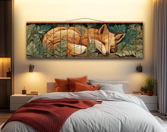 Fox Print on Wood, Rustic Woodland Wall Art