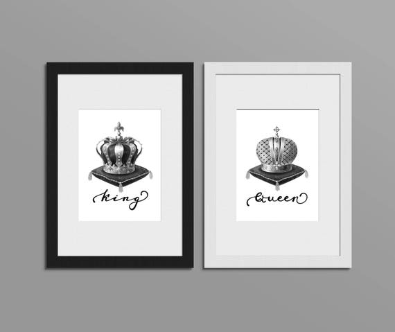King And Queen Wall Decor King And Queen Crown Couples Gift Etsy